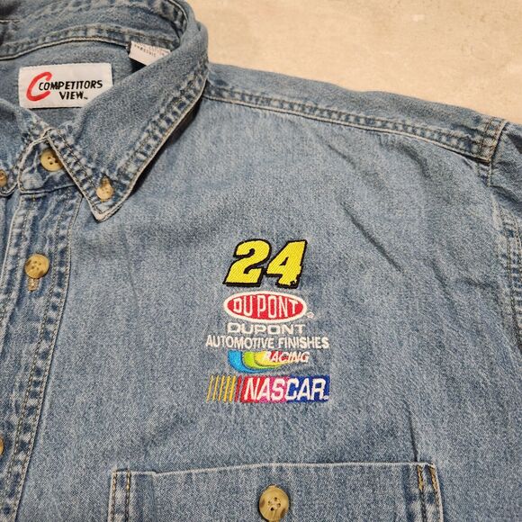 VTG Jeff Gordon #24 NASCAR Racing Competitors View Mens XL Denim Button Up Shirt - Picture 4 of 11